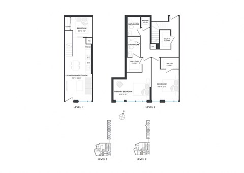 Floor plan for 3 beds, 2 baths, 1225 sqft